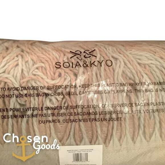 Soia & Kyo Fringe Scarf Woven Scarfigan Wrap Women’s Gray & Peach RV $85 NWT - Picture 4 of 5